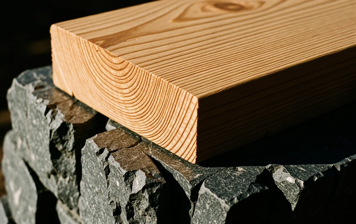 Solid foundations represented by aged cedar and stone